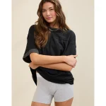 Aerie Crew Oversized Boyfriend T-Shirt - True Black