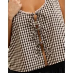 Aerie Off-Duty Poplin Tie Front Tank Top - Deep Earth