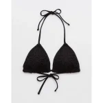 Aerie The Sun-Lover Crochet Bikini Top - True Black