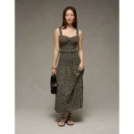 AE Catie Corset Smocked Floral Midi Dress - Floral