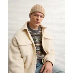 AE Chunky Cable Knit Beanie - Cappuccino