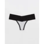 Superchill Vintage Lace Cotton Thong Underwear - Medium Heather Gray