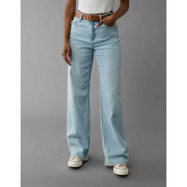 AE Dreamy Drape Stretch Super High-Waisted Baggy Wide-Leg Jean - Salty Air