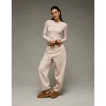 AE Long Sleeve Cozy Crew Neck T-Shirt - Oatmeal