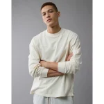 AE Long-Sleeve Boxy Sueded Jersey T-Shirt - Cream