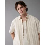 AE Poolside Striped Button-Up Shirt - Cream