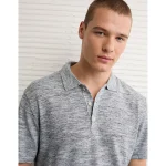 AE Space Dye Sweater Polo Shirt - Charcoal