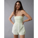 AE Strapless Ruched Bodice Romper - Lime