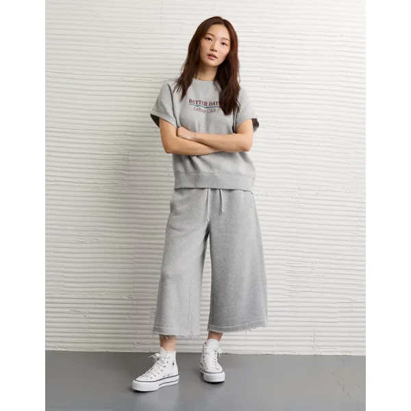 AE Stretch Knit Culotte Pant - Medium Heather Gray