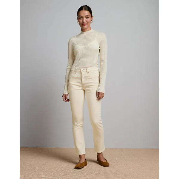 AE77 Premium Straight Crop Jean - Natural