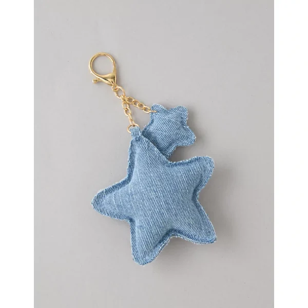 AEO Denim Stars Bag Charm - Blue