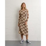 AE Asymmetrical Hem Midi Dress - Brown