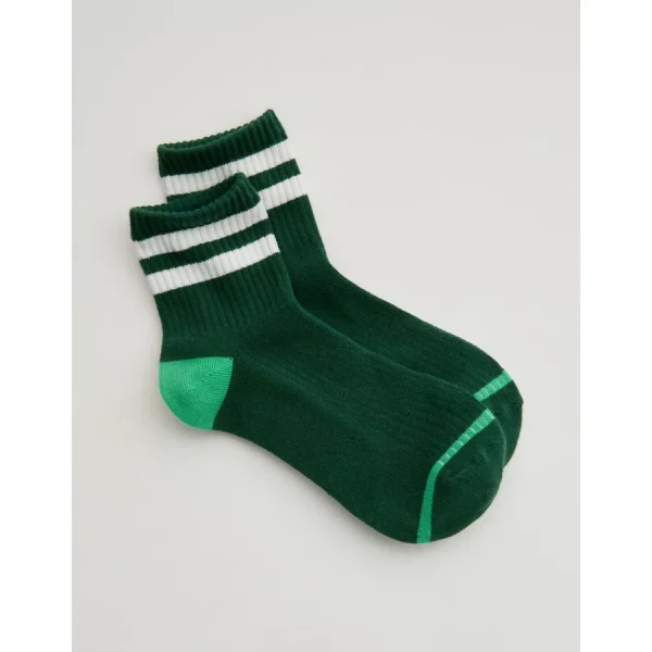 Aerie Striped Quarter Socks - Rugged Green