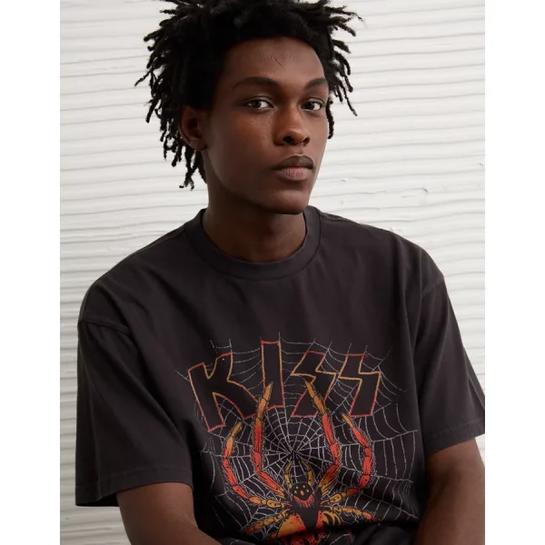 AE Boxy Kiss Halloween Graphic T-Shirt - Dusted Slate