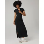 OFFLINE By Aerie Thumbs Up Heavyweight Polo Maxi Dress - True Black