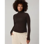 OFFLINE By Aerie Thumbs Up Long Sleeve Turtleneck Shirt - Deep Earth