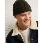 AE Chunky Cable Knit Beanie - Olive