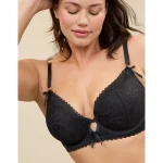 Show Off Feeling Femme Lace Plunge Push Up Bra - True Black