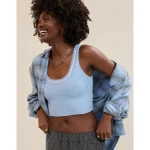 Superchill Cotton Rib Lace Tank Top - Monaco Blue