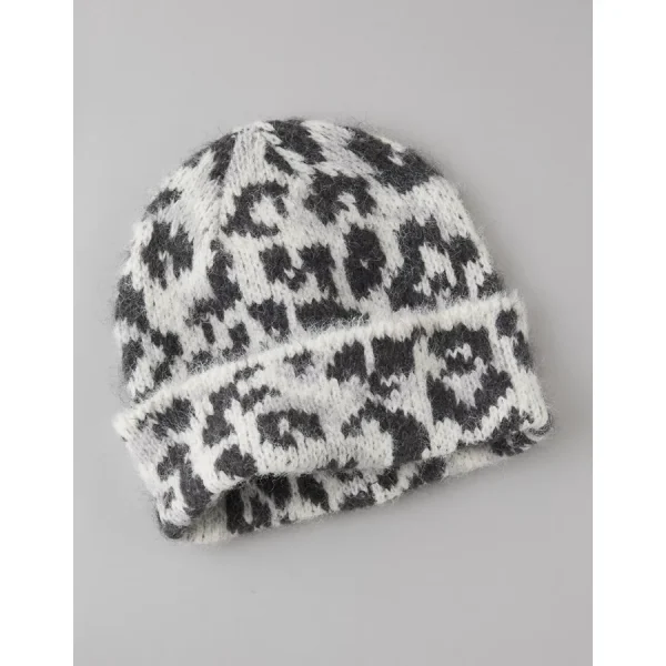 AE Leopard Print Beanie - Silver Shadow