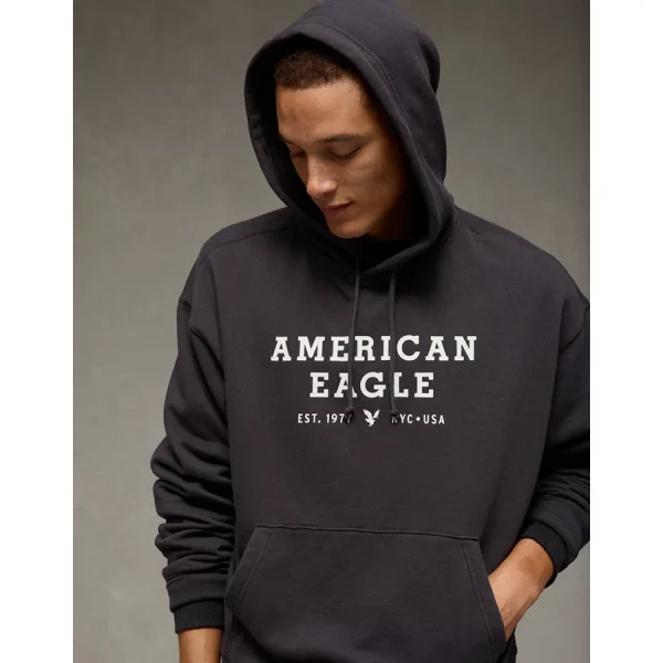 AE Lightweight Graphic Hoodie - Faded Black