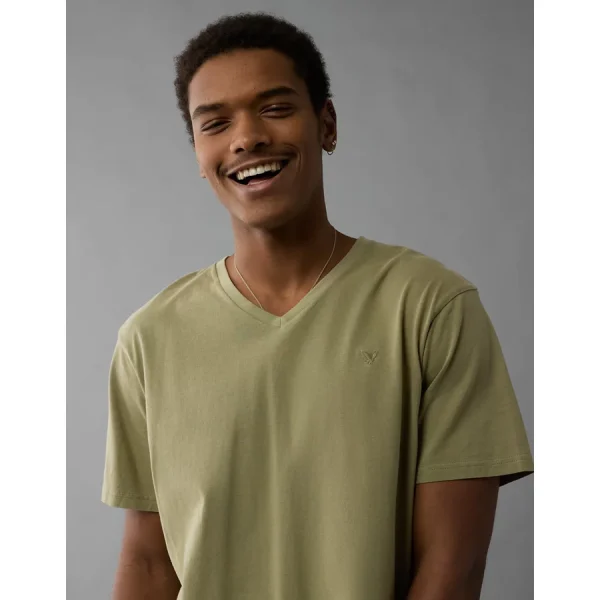 AE Lived-In V-Neck T-Shirt - Olive