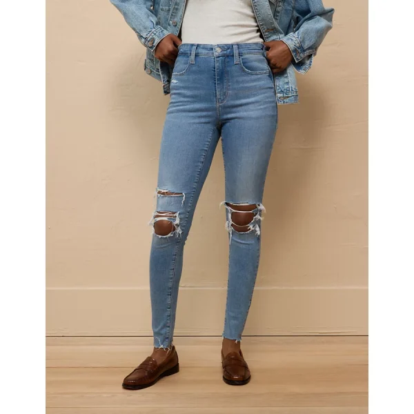 AE Next Level Super High-Waisted Ripped Jegging - Medium Destroy
