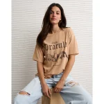 AE Oversized Halloween Graphic T-Shirt - Medium Brown