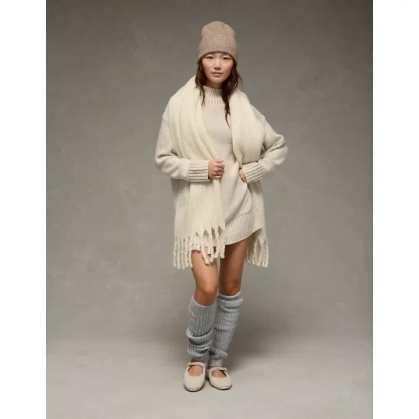 AE Oversized Turtleneck Sweater Mini Dress - Cream