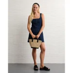 AE Square Neck Denim Mini Dress - Dark Wash