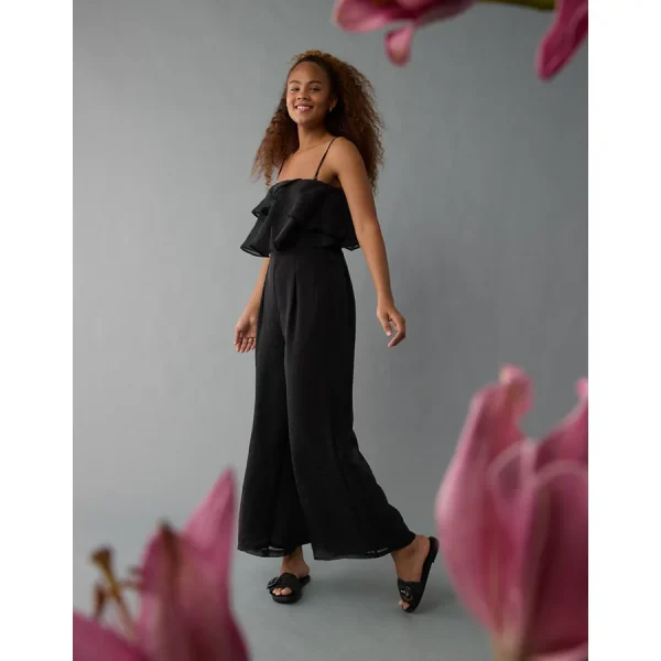 AE Strapless Ruffle Jumpsuit - Black