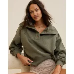 Aerie Best Button Sweatshirt - Succulent Olive