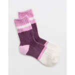 Aerie Colorblock Marled Crew Socks - Cool Berry