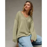 AE Big Hug V-Neck Sweater - Green