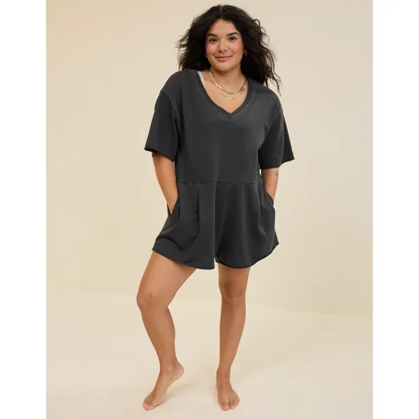 Aerie V-Neck Romper - Smoked Gray