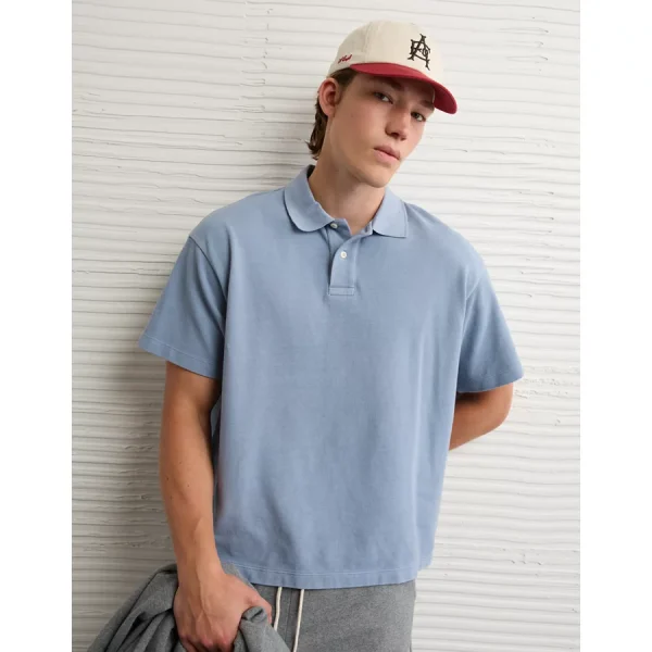 AE Boxy Polo Shirt - Blue