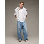 AE Boxy Stretch Pique Polo Shirt - White Washed