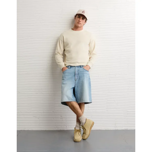 AE Boxy Washed Thermal Shirt - Cream