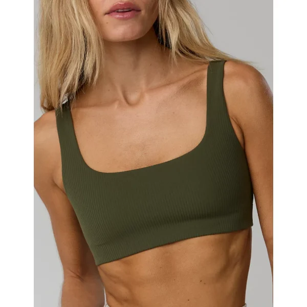 OFFLINE By Aerie Real Me XTRA Ribbed Classic Sports Bra - Military Green