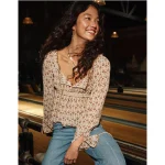 AE Chiffon Ruched Blouse - Cream