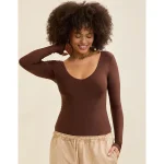 SMOOTHEZ Long Sleeve Plunge Bodysuit - Canyon Sun