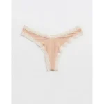SMOOTHEZ Microfiber Lace Thong Underwear - Sands