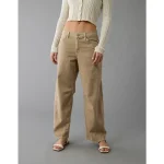 AE Dreamy Drape Strigid Barrel Jean - Dune Khaki