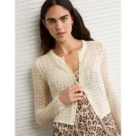 AE Fitted Crew Neck Cardigan - Cream