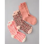 AE Holiday Crew Socks 3-Pack - Pink