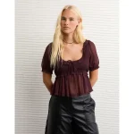 AE Smocked Babydoll Blouse - Moonlight