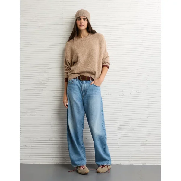 AE Whoa So Soft Classic Crew Neck Sweater - Tan