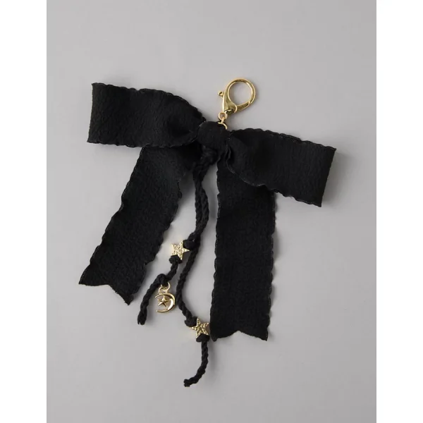 AEO Bow & Cord Bag Charm - Black