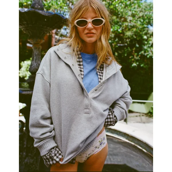 Aerie Oh Snap! Sweatshirt - Medium Heather Gray