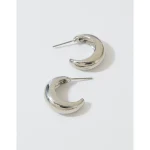 Aerie Shiny Gold Hoop Earrings - Silver
